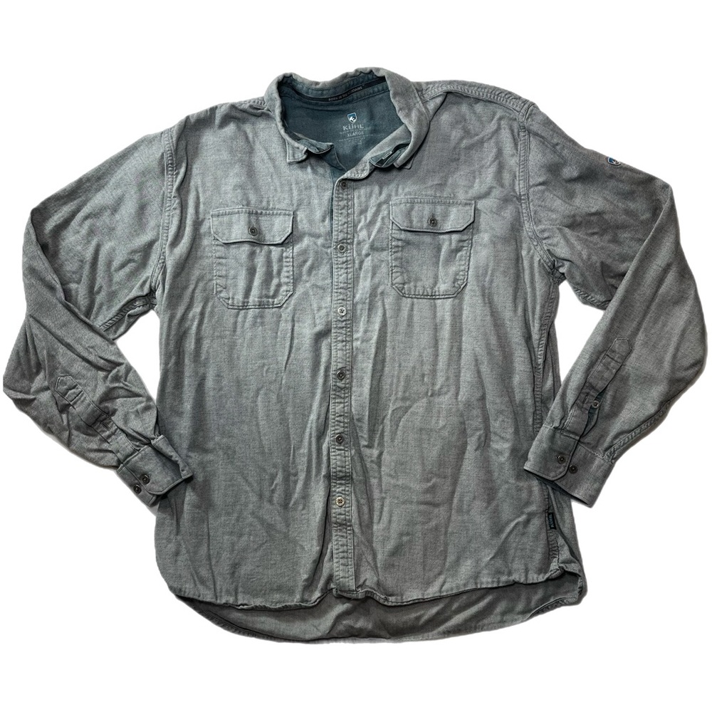 Kuhl Descendr Heavy Cotton Blend Flannel Button 7244 Long Sleeve Shirt Gray XL